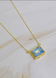 Sweet Square Pendant Necklace/18K Gold Plated