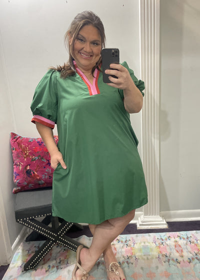 Bright Finish Contrast Dress/Plus