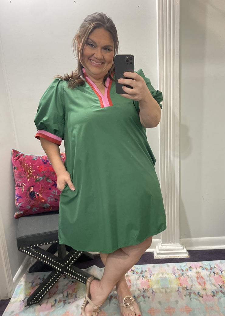 Bright Finish Contrast Dress/Plus