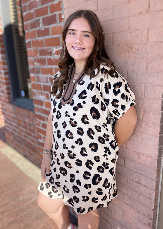 Lightweight Leopard Mini Dress/Plus