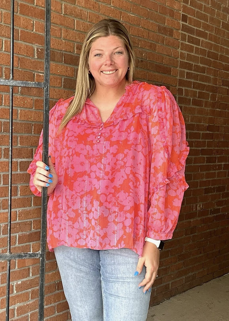 Carolina Reaper Split Neck Blouse