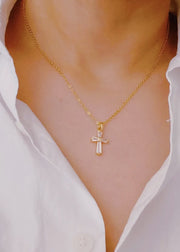 Crystal Cross Necklace/18K Gold Dipped