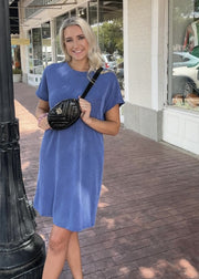 Ribbed Short Sleeve Mini Dress