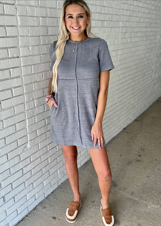 Seam Detail Solid Mini Dress