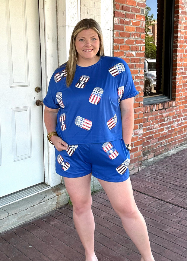 4th of July Sequin Shorts Set