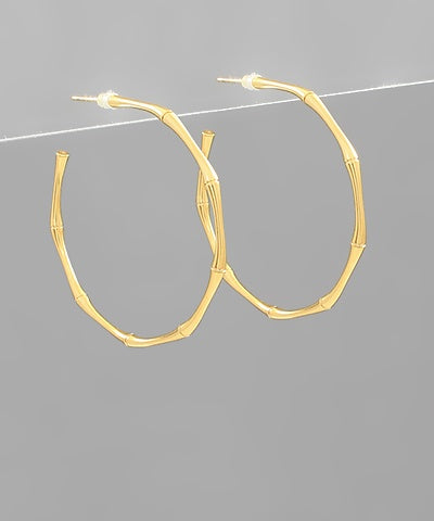 45MM Bamboo Shape Metal Hoops/HypoAllergenic