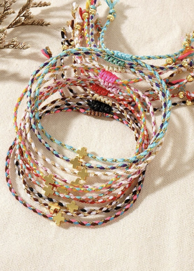 Handmade MultiColor Cotton Cross Bracelet