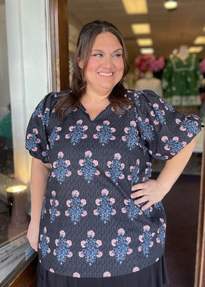 The Midnight Bloom Blouse/Plus
