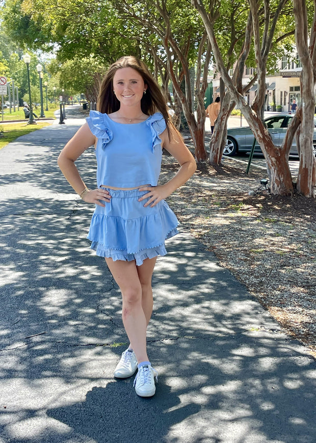 The Oxford Linen Ruffle Dress