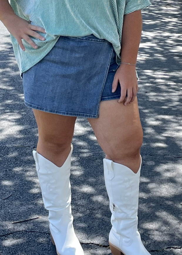 Asymmetrical Denim Skort