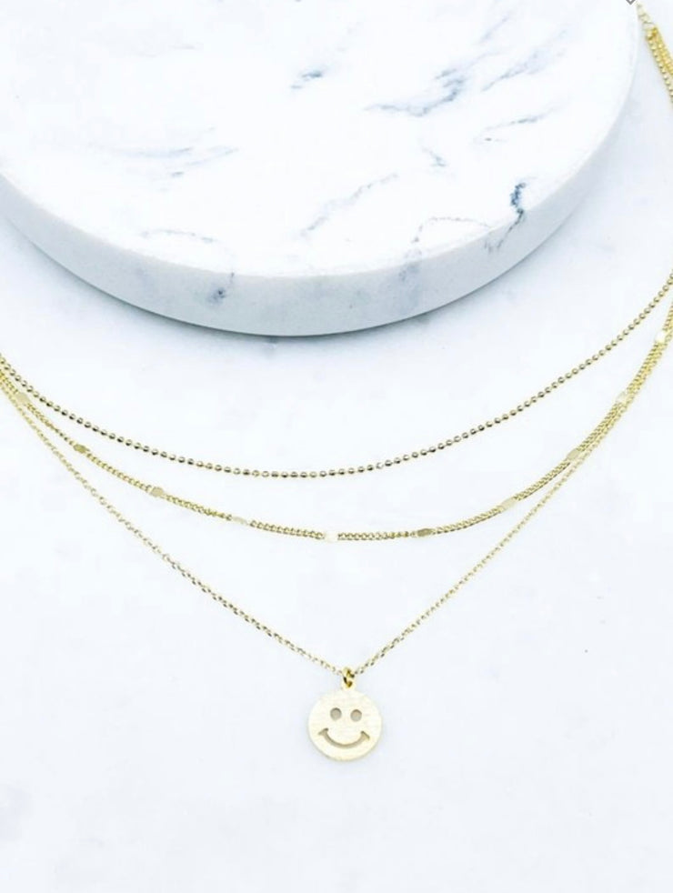 Triple Layer Smiley Necklace