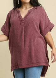 Plus Mineral Washed Gauzy Top